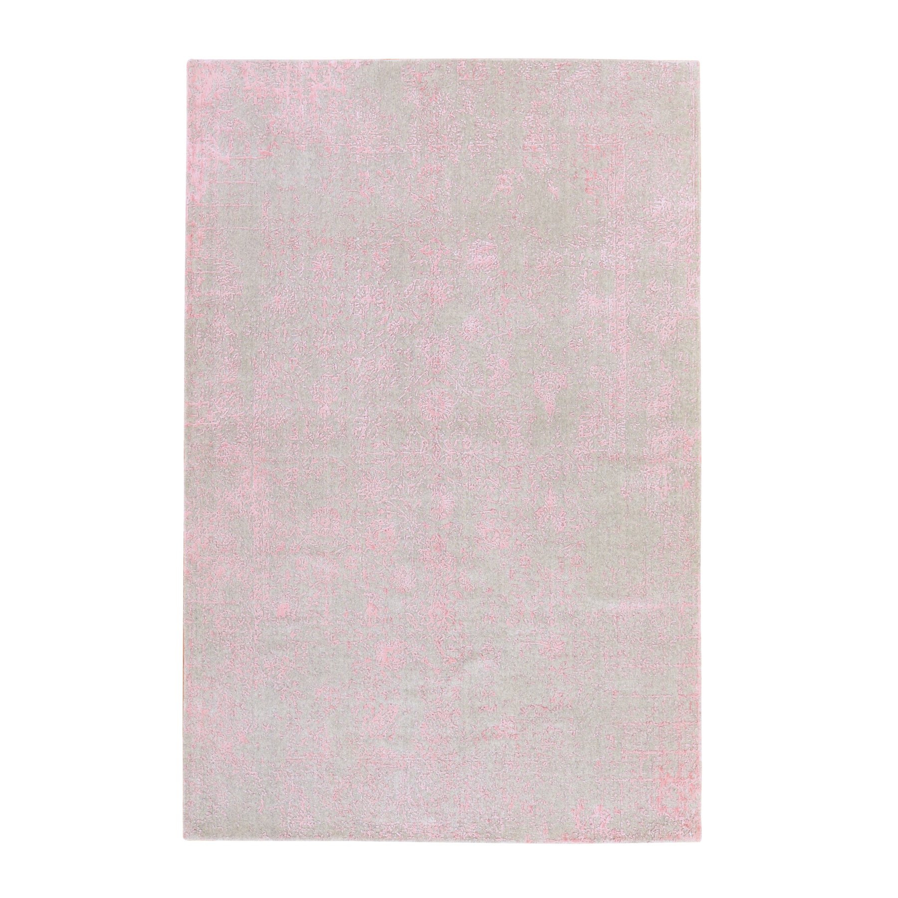 6'x9' Quartz Pink, Transitional Design, Tone on Tone, Wool and Art Silk, Fine Jacquard Hand Loomed, Oriental Rug 